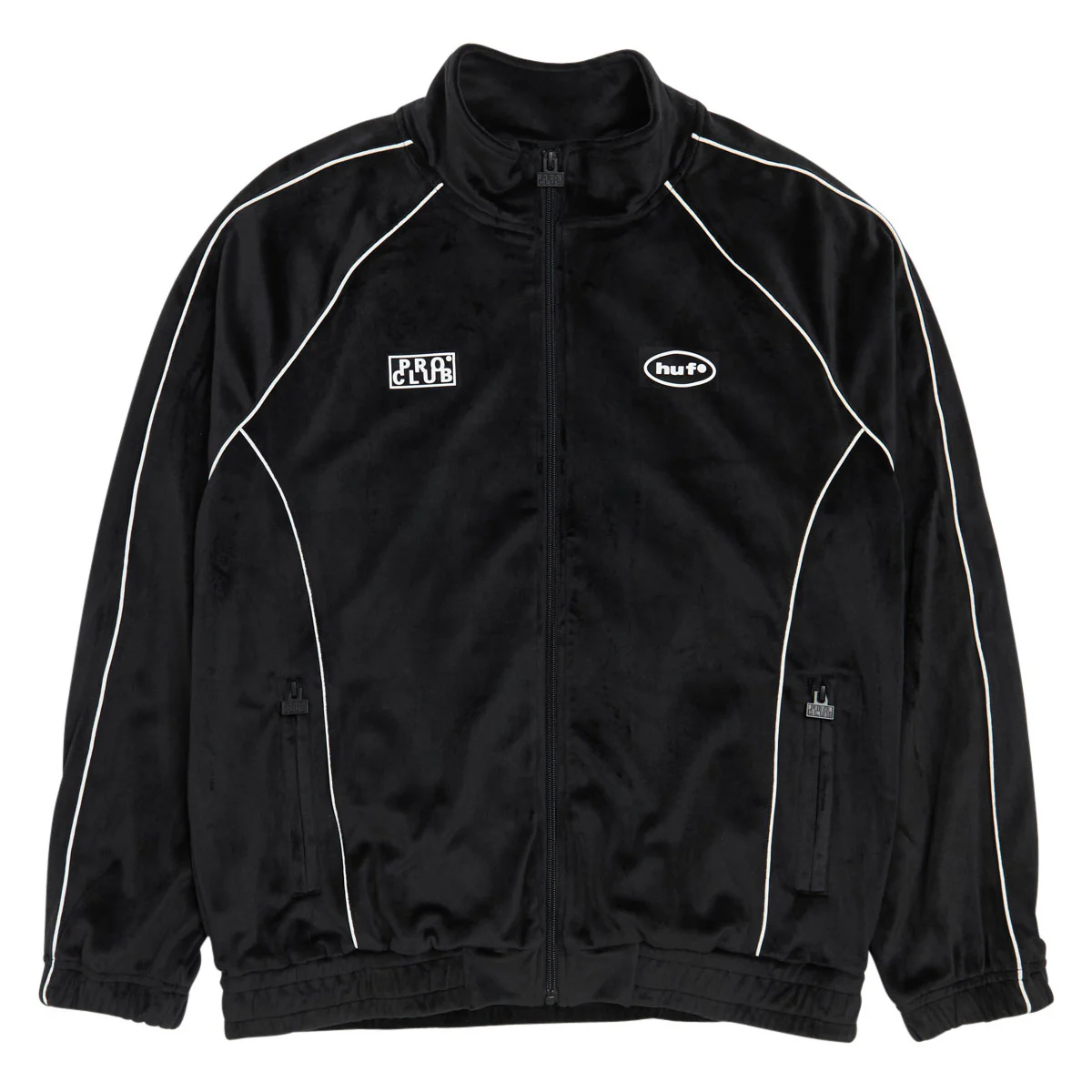 HUF x Pro Club Velour Track Jacket - Black