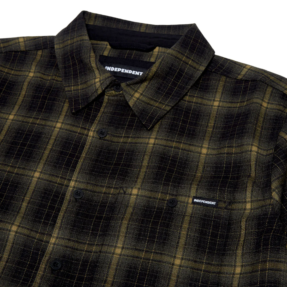Independent Belmont Short Sleeve Flannel Shirt - Black/Tan - Image 3
