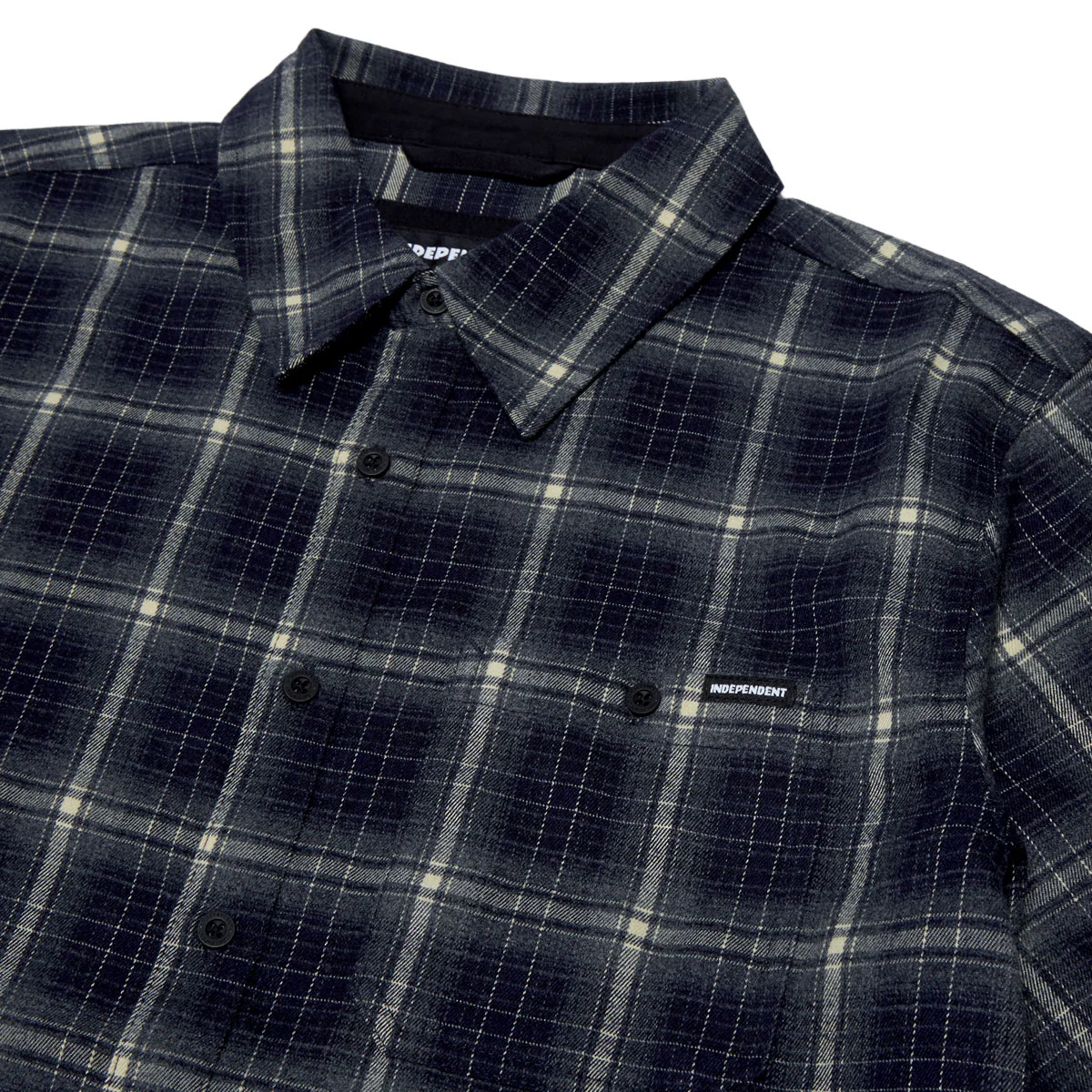 Independent Belmont Short Sleeve Flannel Shirt - Navy/White - Image 3