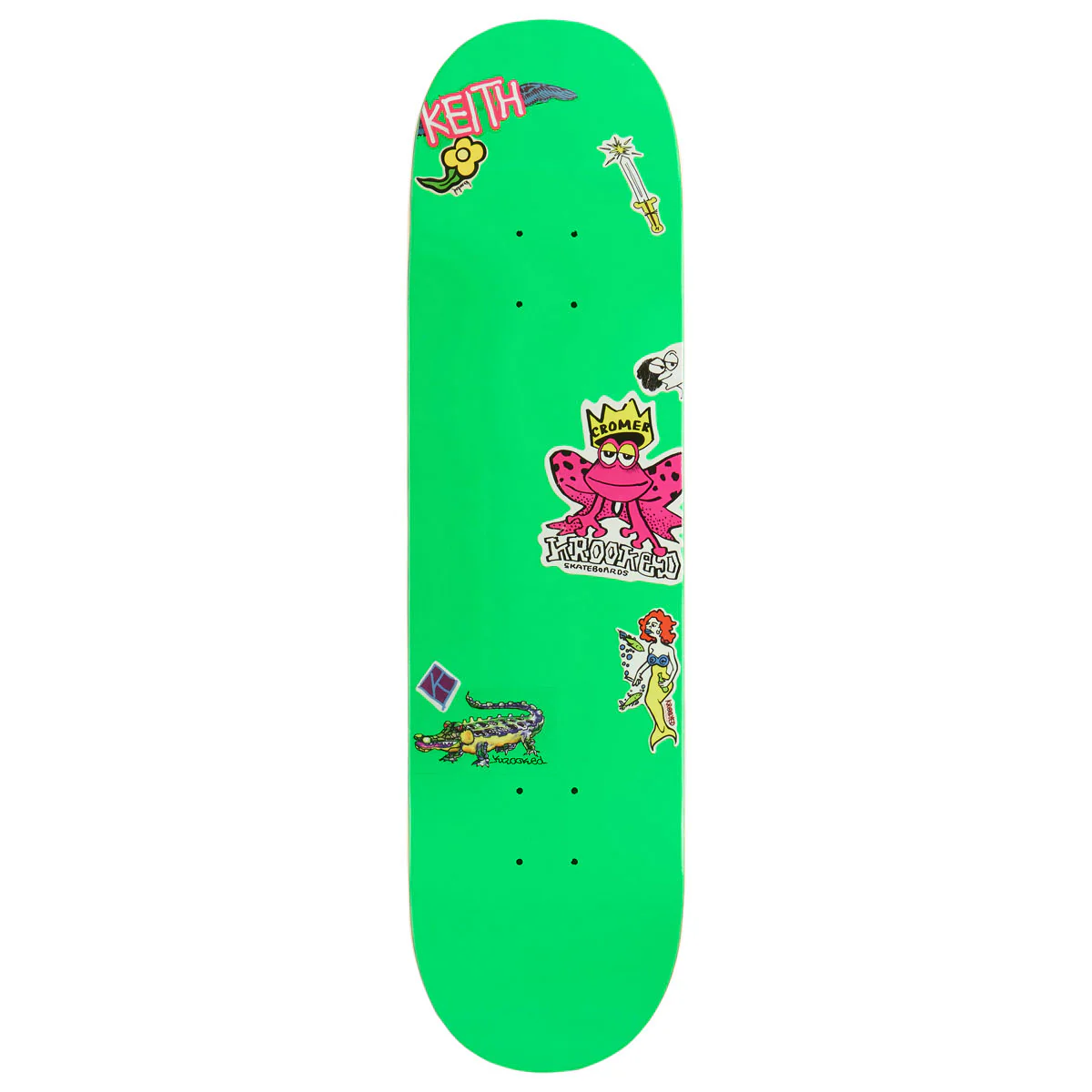Krooked Cromer Neon Sticker Skateboard Deck - Green - 8.25"