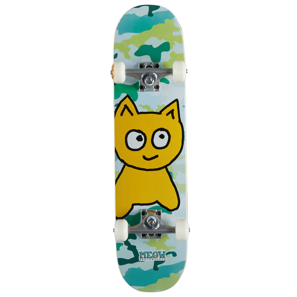 Meow Big Cat Soft Top Pre-Built Skateboard Complete - Camo Green - 7.25"