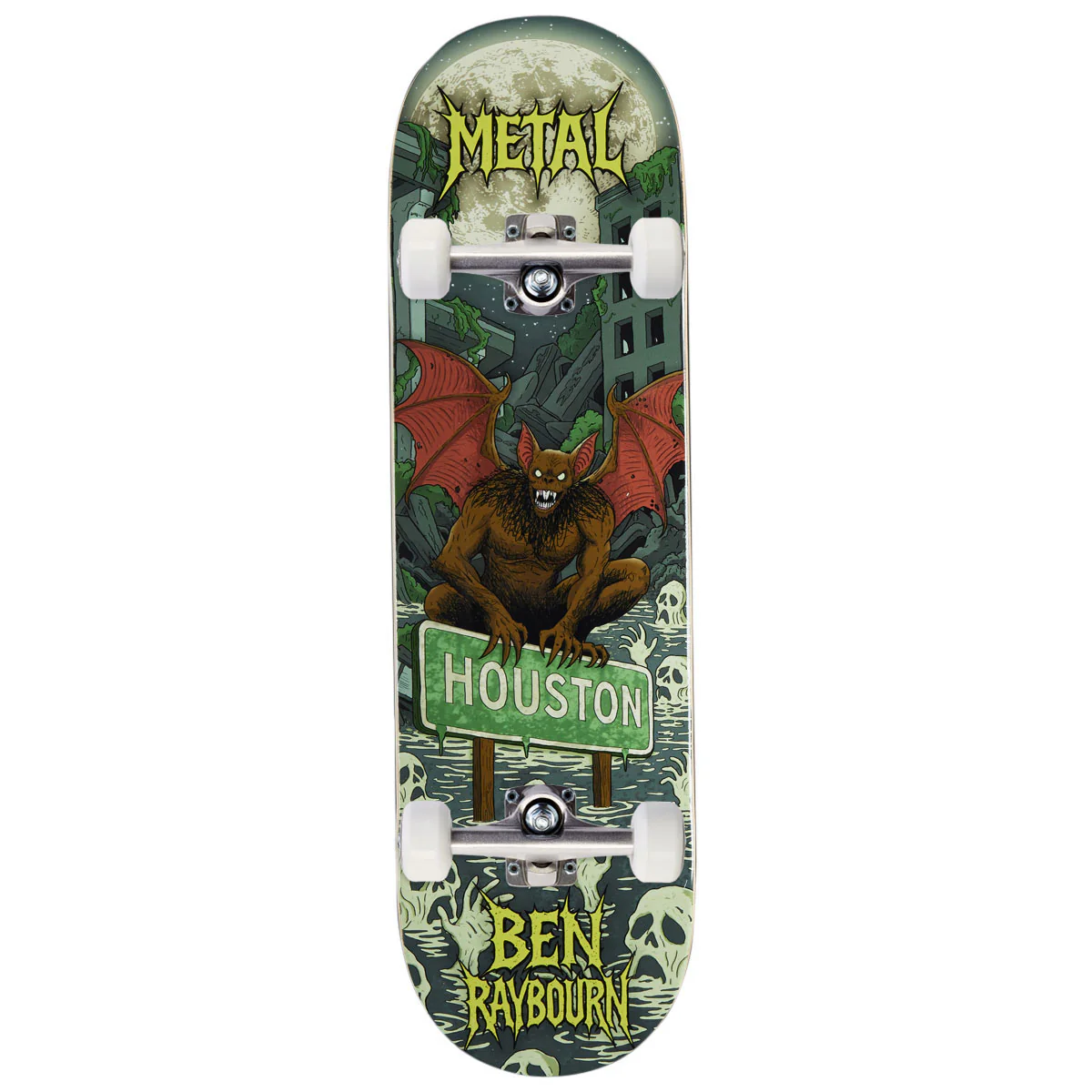 Metal Ben Raybourn Houston Bat Skateboard Complete - 8.80"