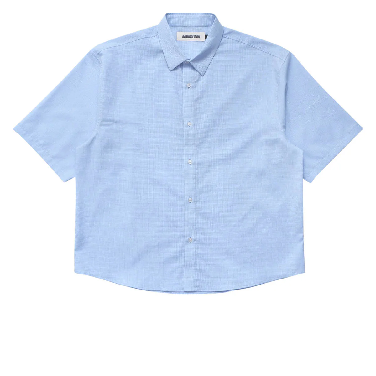 Metalwood Micro Grid Oversized Button Up Shirt - Sky