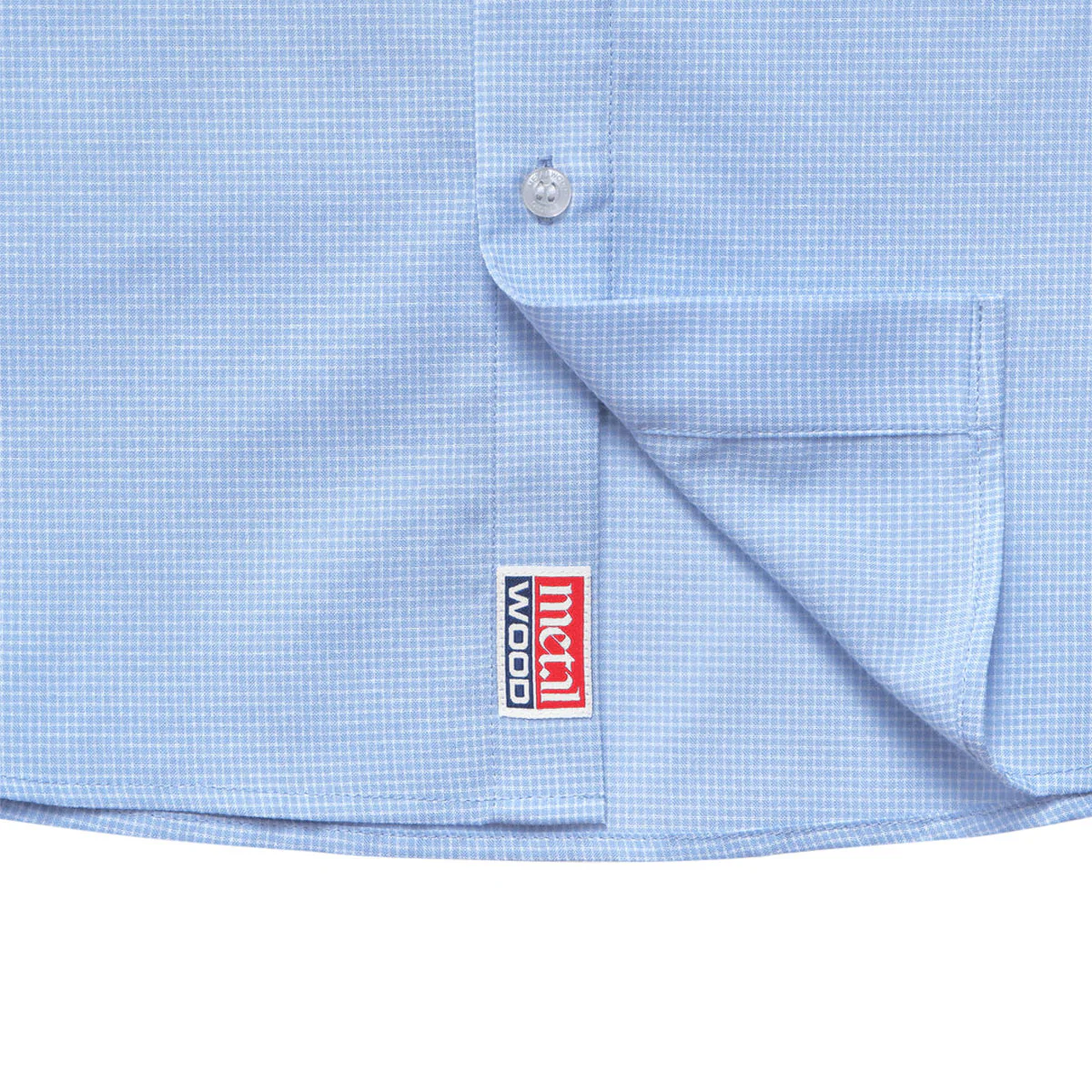 Metalwood Micro Grid Oversized Button Up Shirt - Sky - Image 2