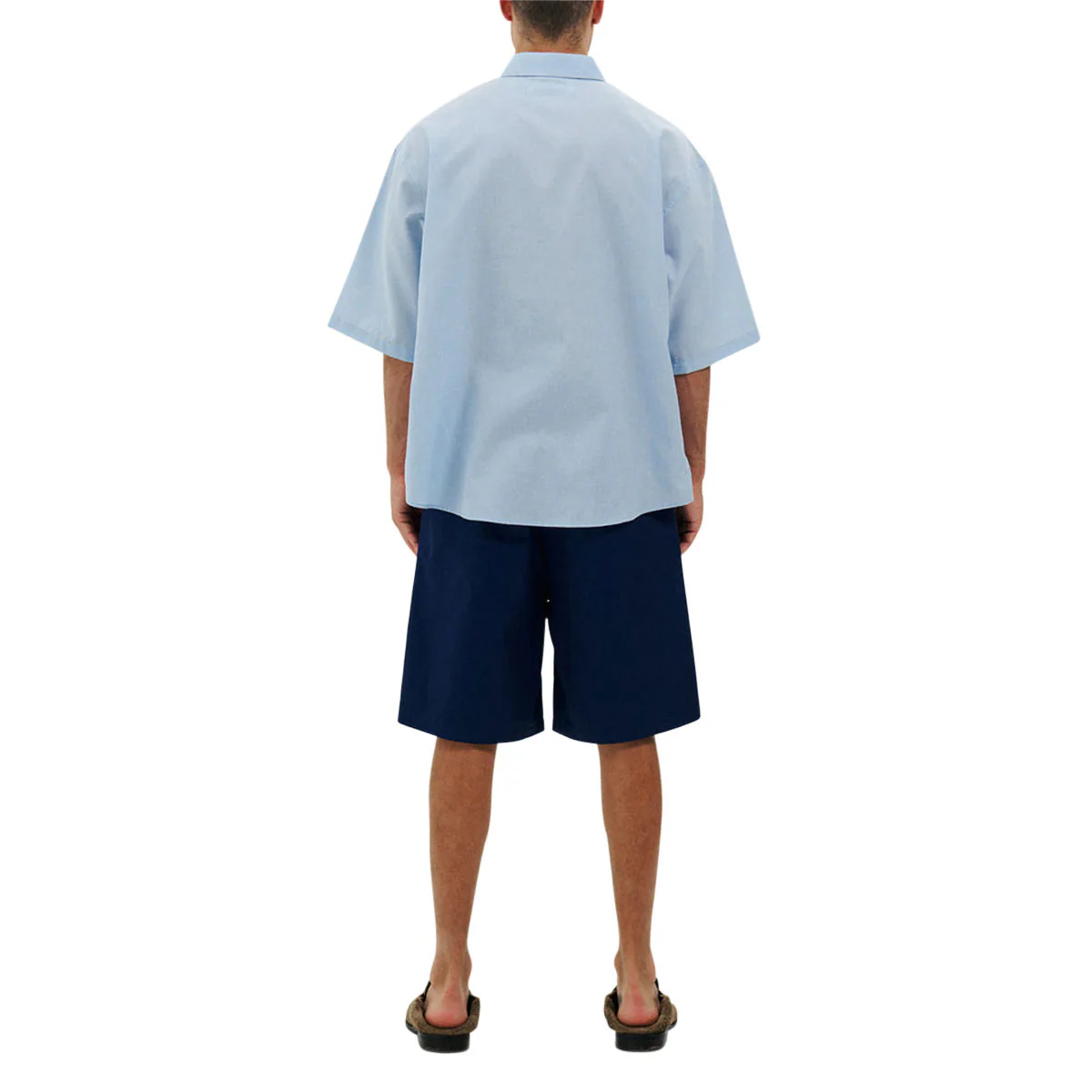Metalwood Micro Grid Oversized Button Up Shirt - Sky - Image 5