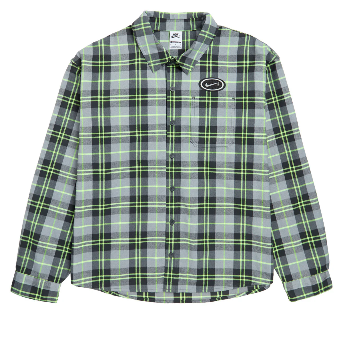 Nike SB Koston Long Sleeve Flannel Shirt - Dark Smoke Grey/Volt