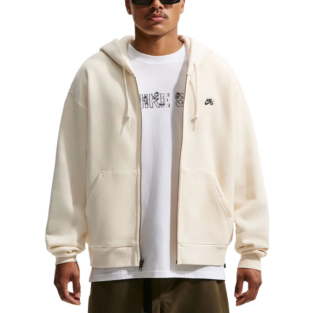 Nike SB New Logo Zip Hoodie - Coconut Milk/Black