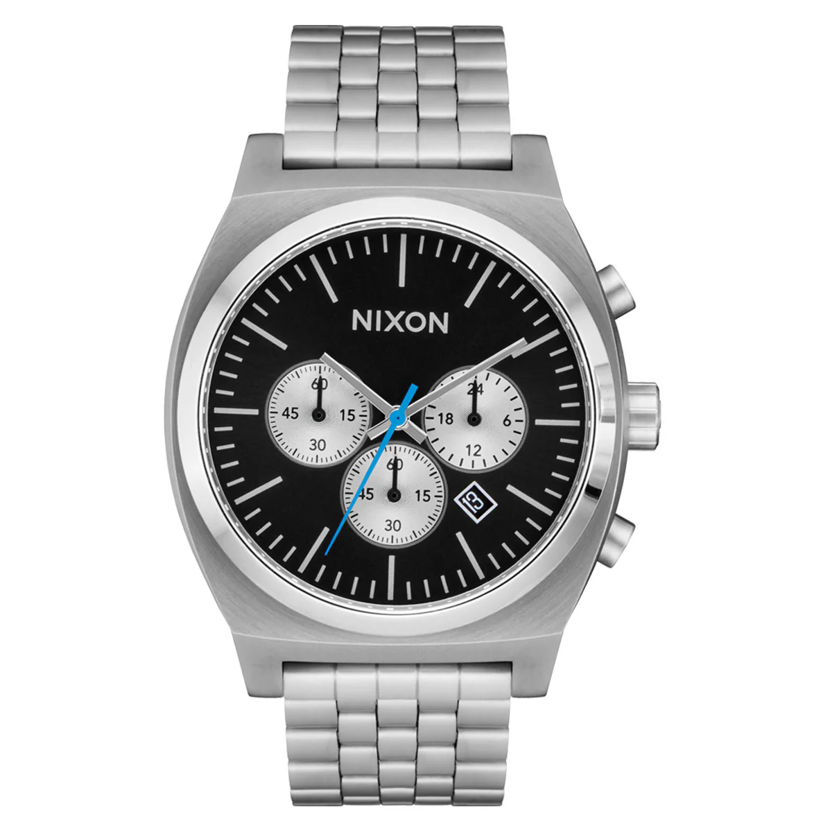 Nixon Time Teller Chrono Watch - Chrome/Black/Chrome Sunray