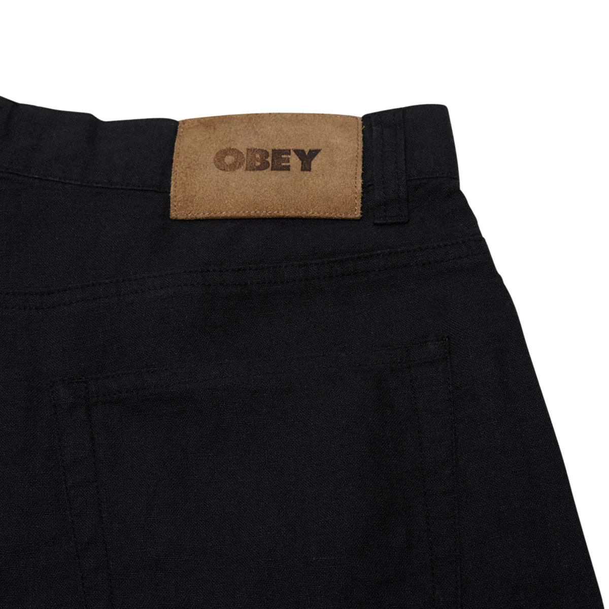 Obey Baggy Linen Devin Shorts - Black - Image 4