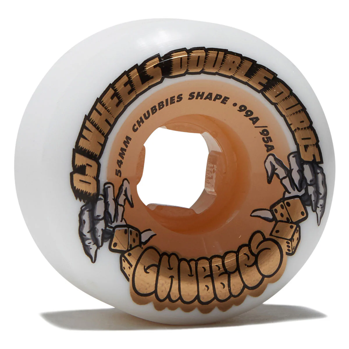 OJ Team Double Duro Chubbies 99a/95a Skateboard Wheels - White/Gum - 54mm