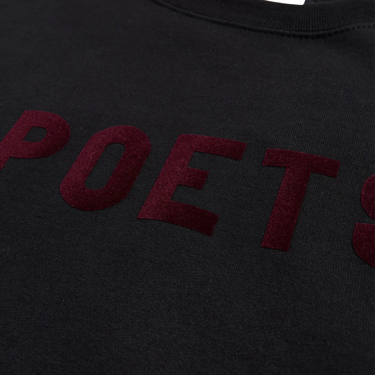 Poets OG Poets Flocked Crew Sweatshirt - Black/Burgundy Flocking - Image 3