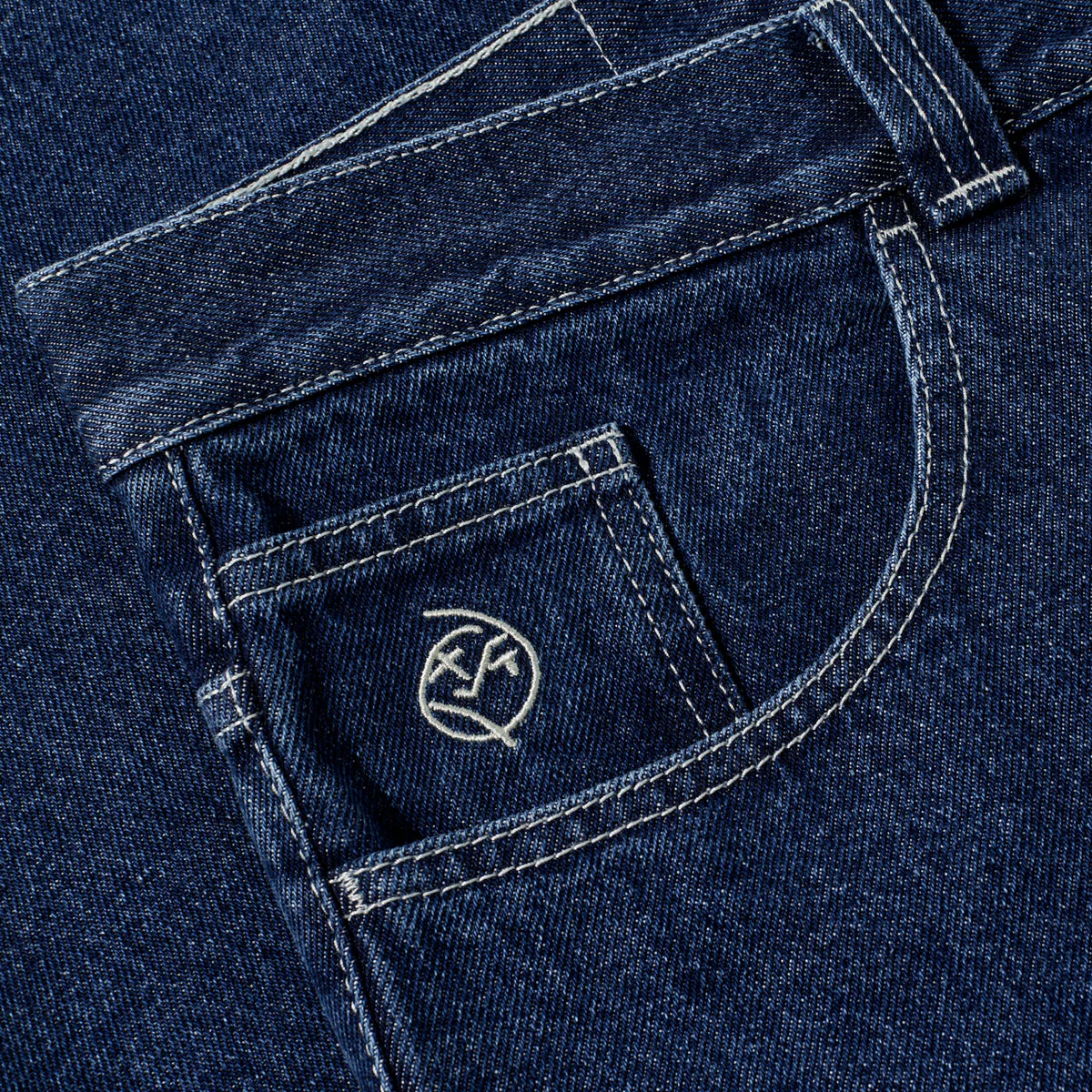 Polar Big Boy Jeans - Dark Blue/White Stitching - Image 3