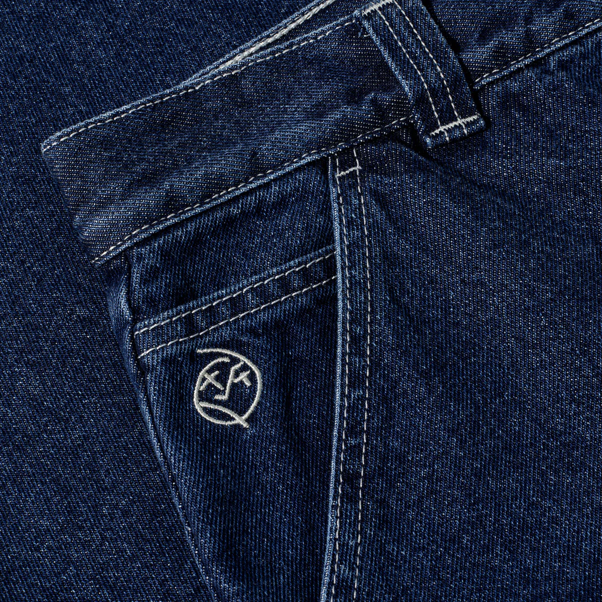 Polar Big Boy Work Pants - Dark Blue/White Stitching - Image 3