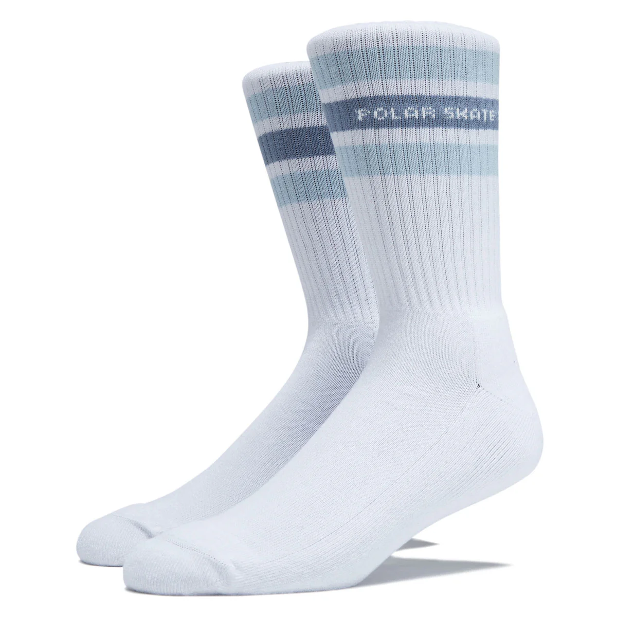 Polar Fat Stripe Rib Socks - White/Light Blue