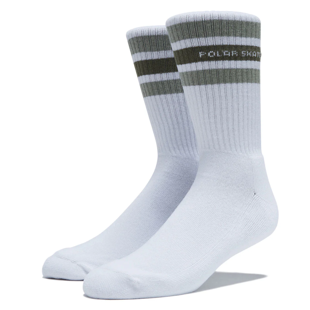 Polar Fat Stripe Rib Socks - White/Sage