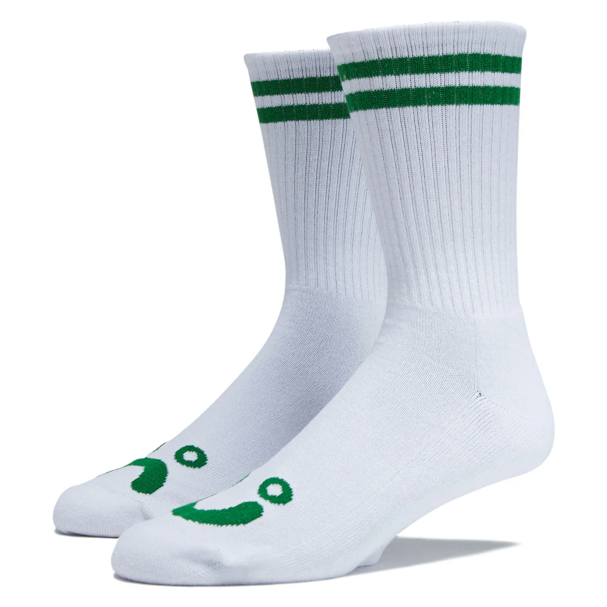 Polar Happy Sad Rib Socks - White/Green