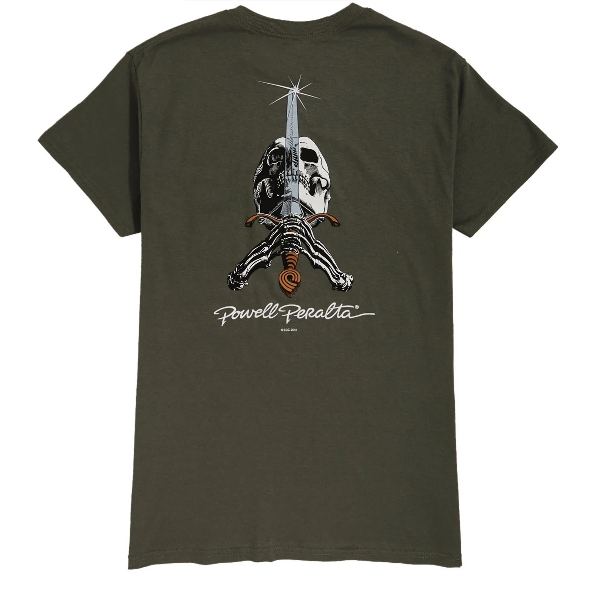 Powell-Peralta Skull And Sword T-Shirt - Military Green II