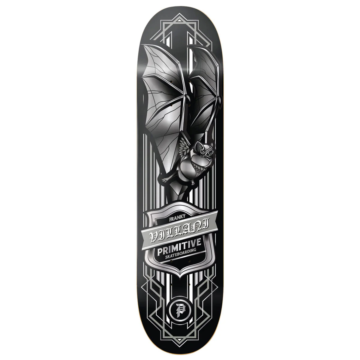 Primitive Villani Bat Skateboard Deck - Black - 8.50"