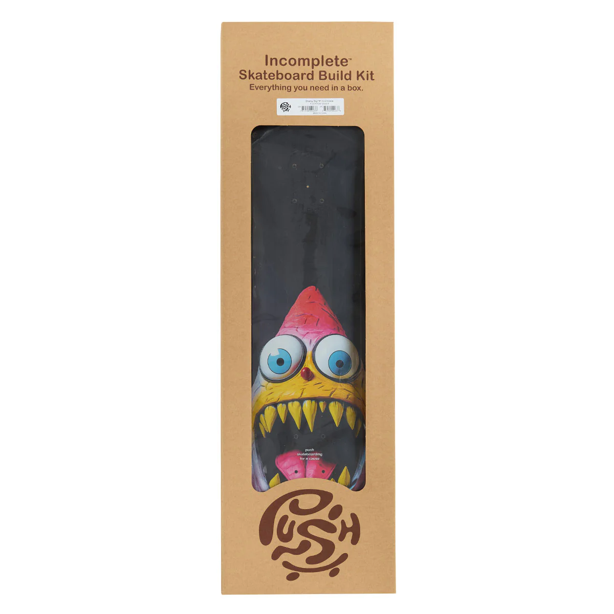 Push Sharky Big FP Skateboard Incomplete - Black - 8.00"