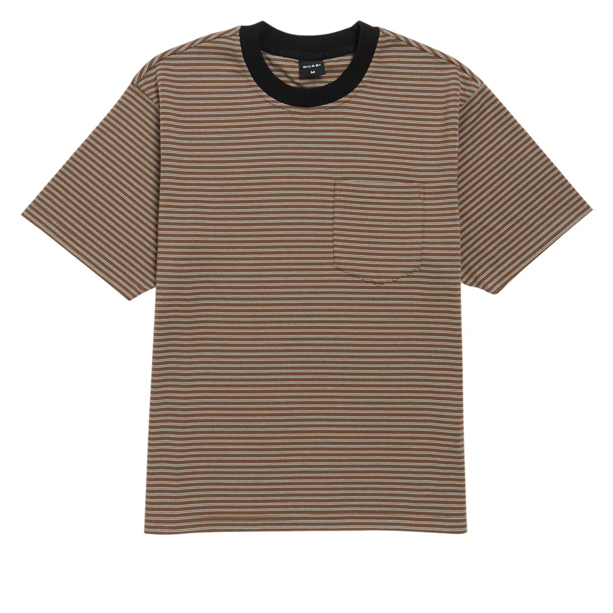 Quasi ISO Striped Pocket T-Shirt - Brown