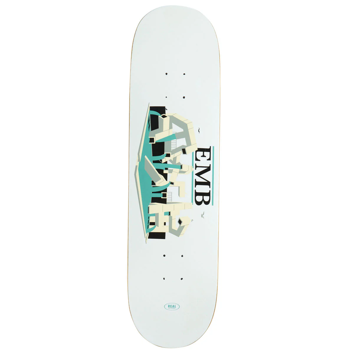 Real EMB Team Skateboard Deck - White - 8.25"
