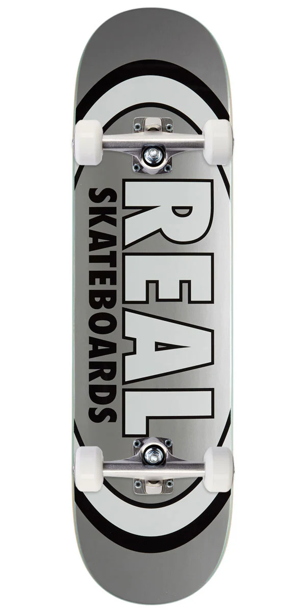 Real Team Classic Oval Skateboard Complete - Silver - 7.75"