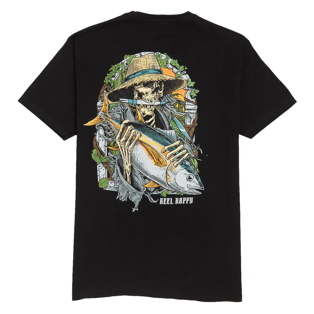 Reel Happy Fish & Bones T-Shirt - Black