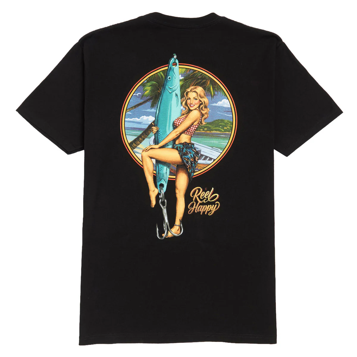 Reel Happy Lucky Lure T-Shirt - Black