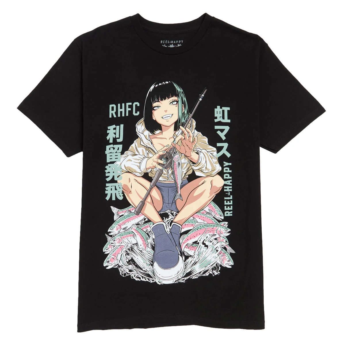 Reel Happy Nijimasu T-Shirt - Black