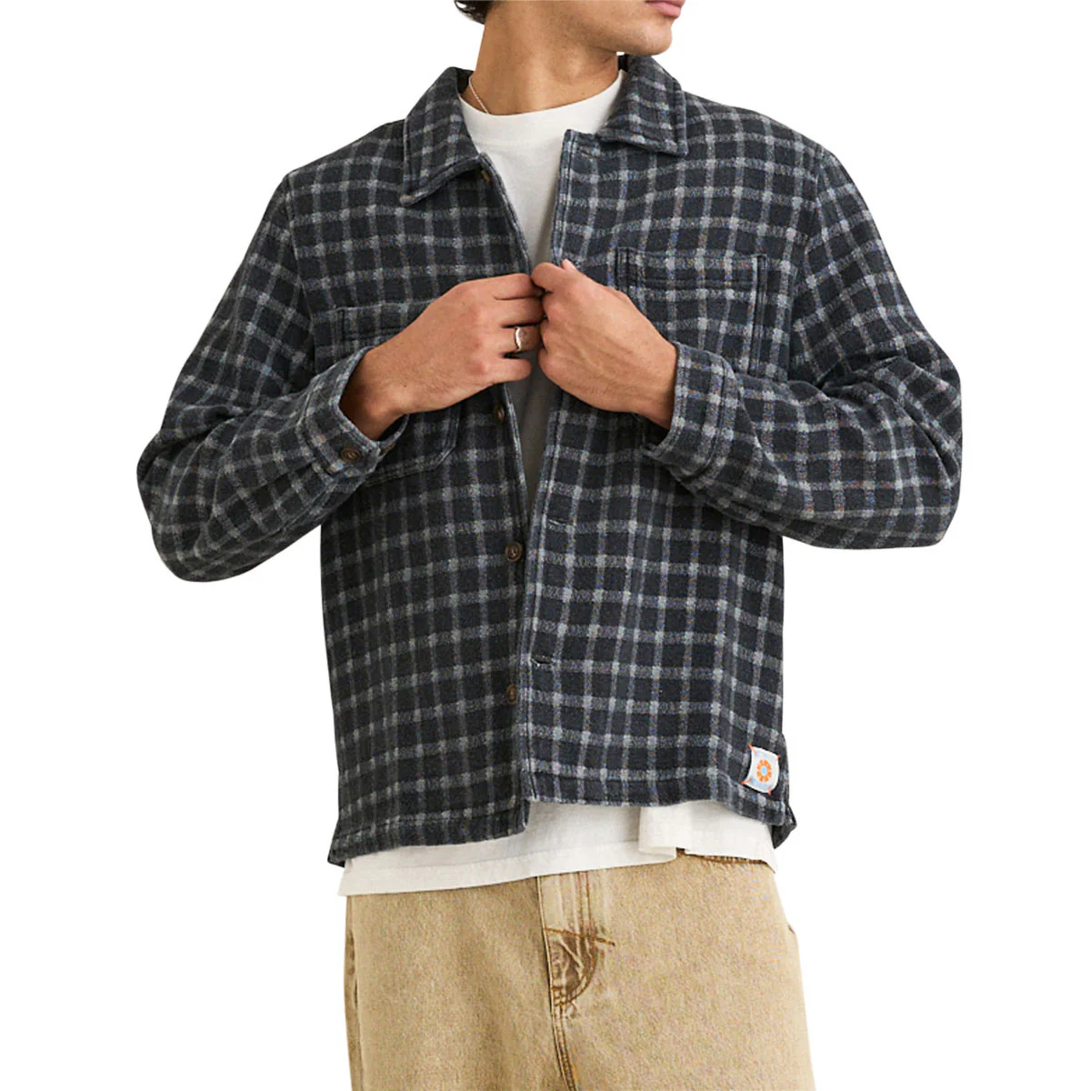 Rhythm Jacquard Check Long Sleeve Shirt - Charcoal