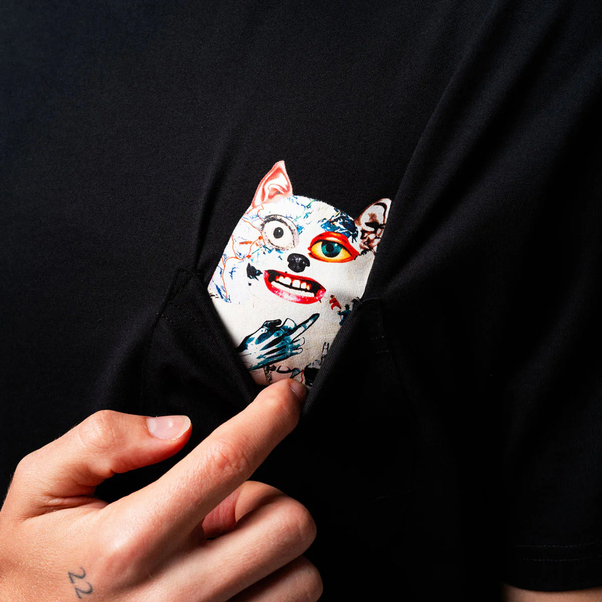RIPNDIP Lord Nermal Collage Pocket T-Shirt - Black - Image 2