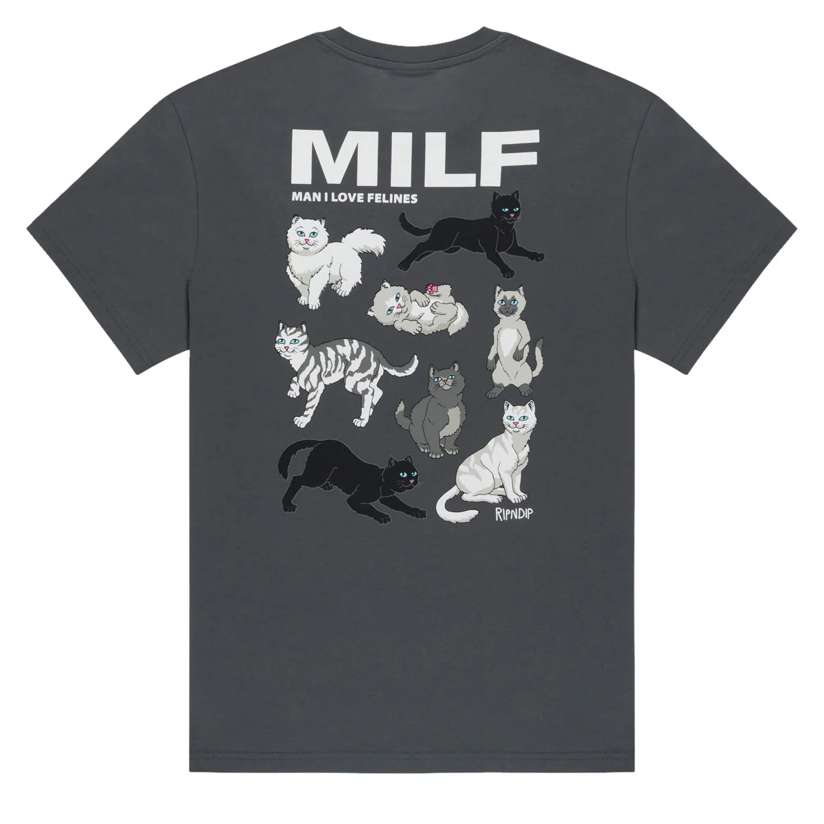 RIPNDIP Man I Love Felines T-Shirt - Charcoal II