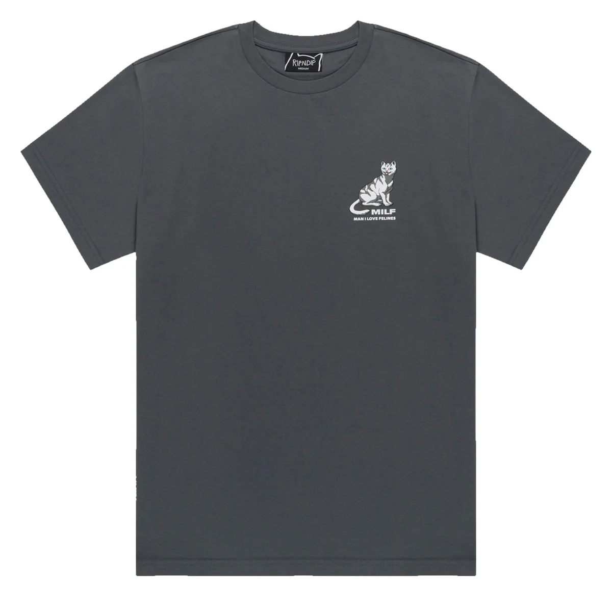 RIPNDIP Man I Love Felines T-Shirt - Charcoal II - Image 2