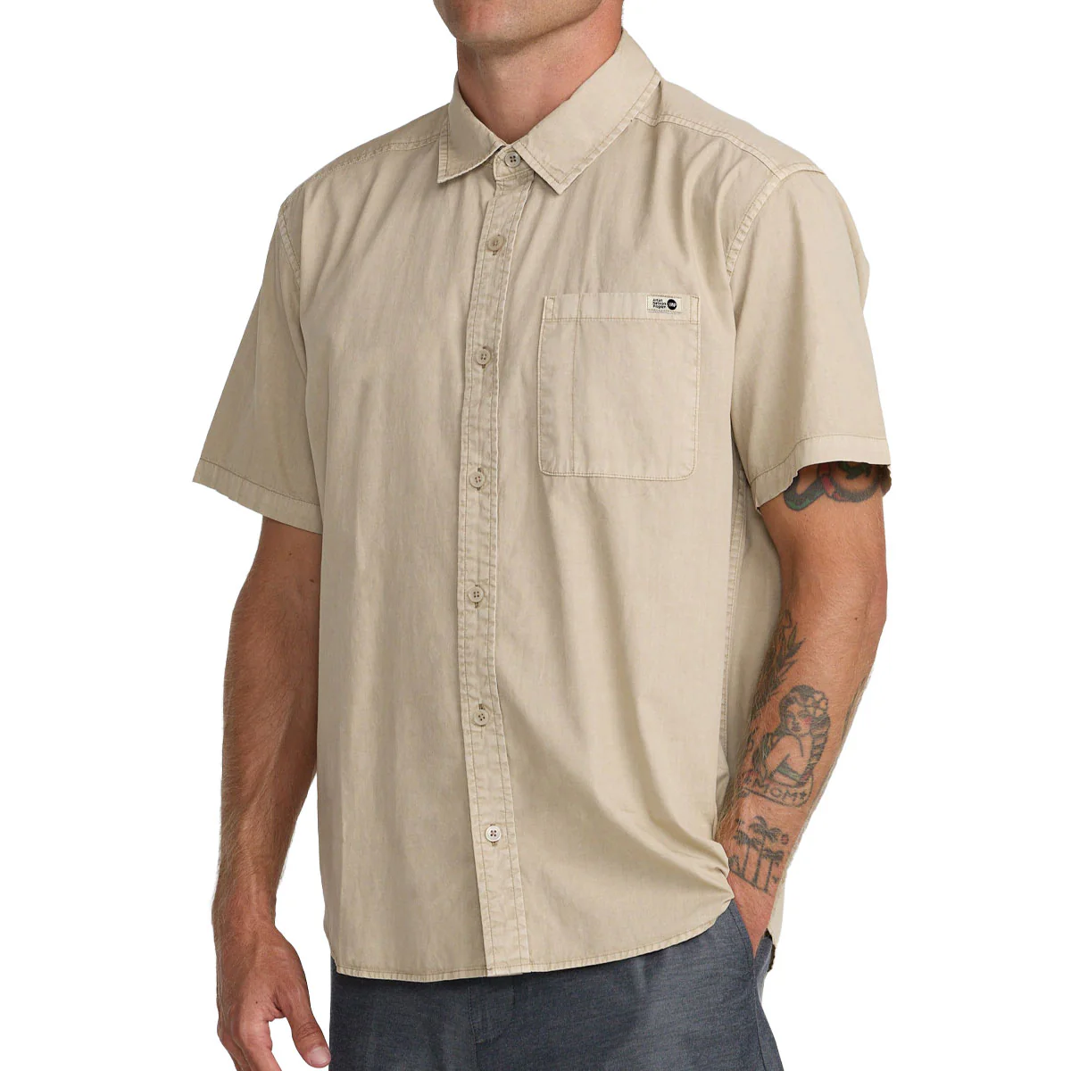 RVCA ANP Short Sleeve Shirt - Light Khaki - Image 3