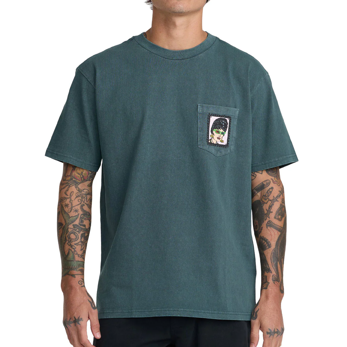 RVCA Barbra Bangles T-Shirt - Dusty Green - Image 3