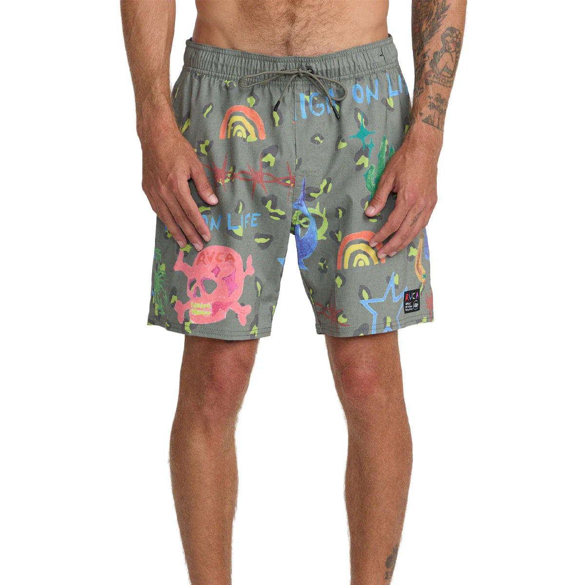 RVCA Dani Skull Elastic 17" Boardshorts - Olive - Image 3