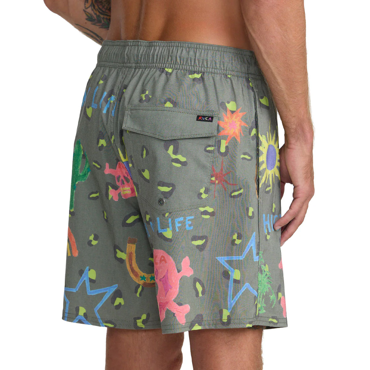 RVCA Dani Skull Elastic 17" Boardshorts - Olive - Image 6