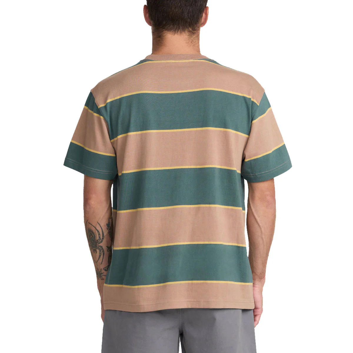 RVCA Dayshift Stripe Pocket T-Shirt - Sonora Brown - Image 2