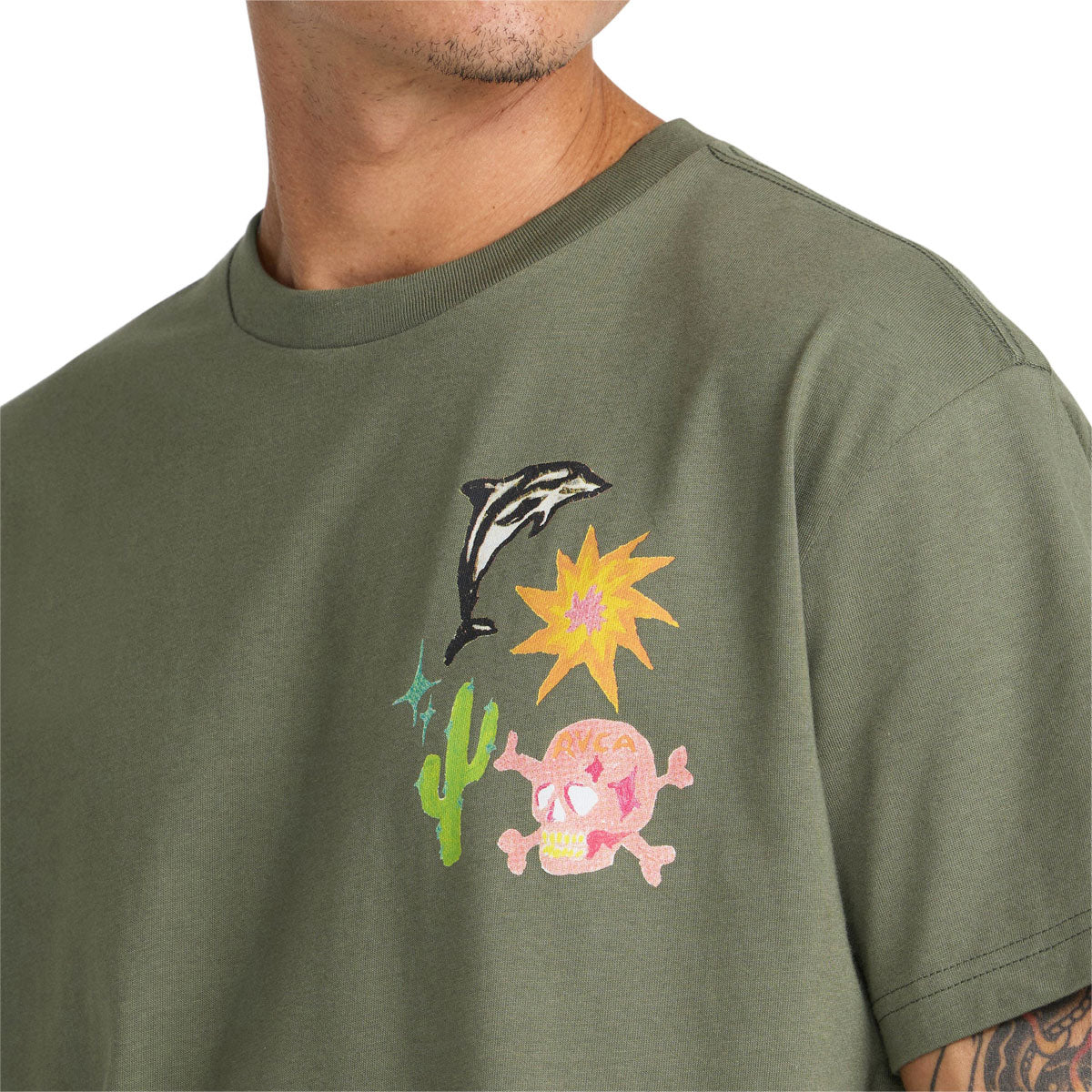 RVCA High On Life T-Shirt - Olive - Image 5