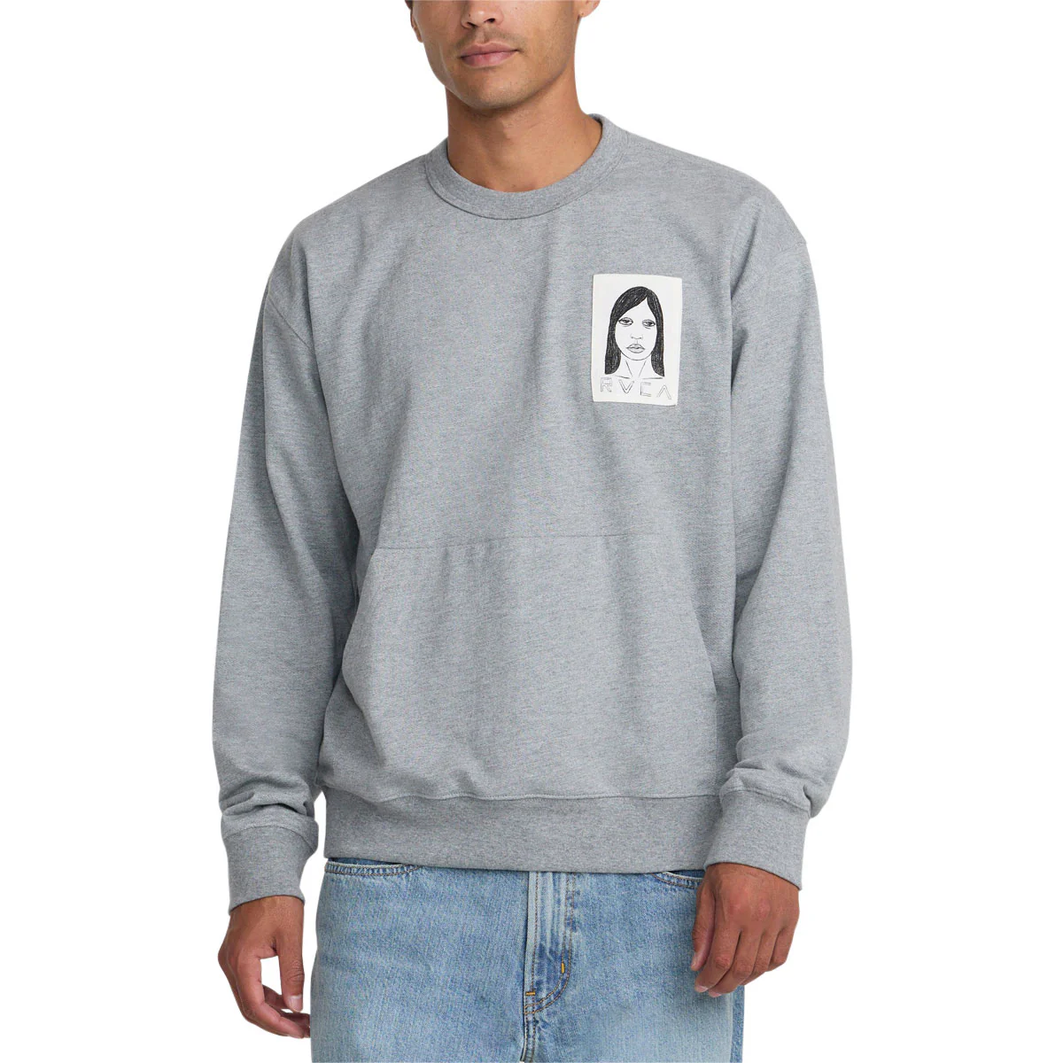RVCA Sleepy Girl Pocket Crew Sweatshirt - Charcoal Heather