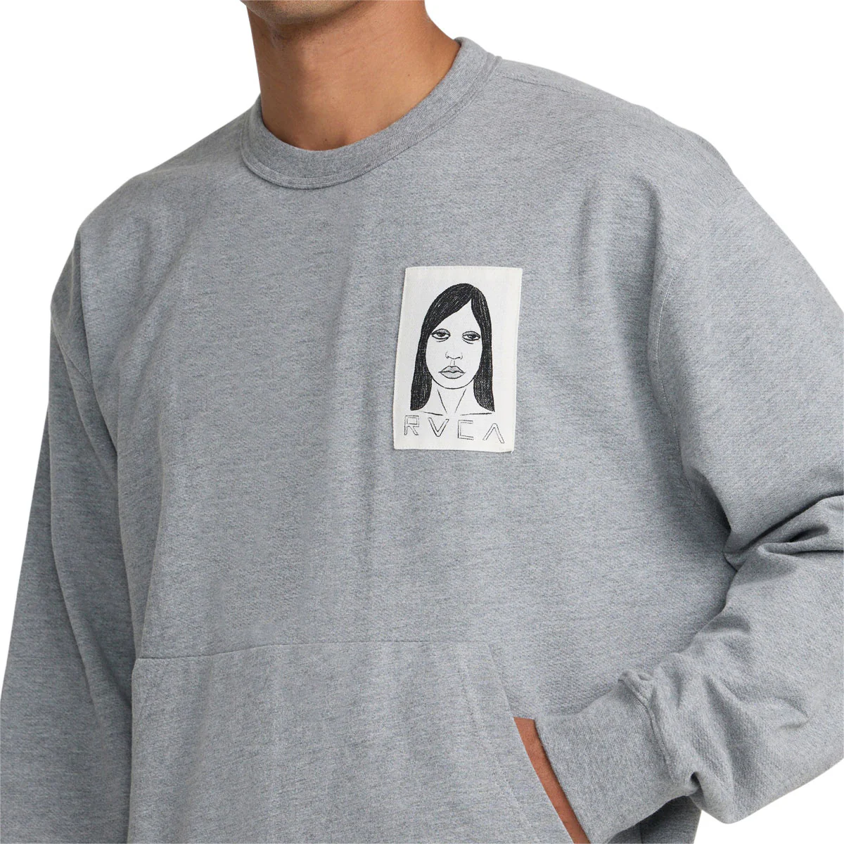 RVCA Sleepy Girl Pocket Crew Sweatshirt - Charcoal Heather - Image 3
