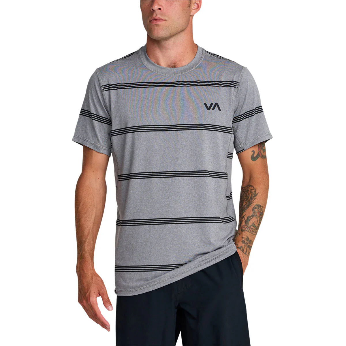 RVCA Sport Vent Stripe Shirt - Heather Grey