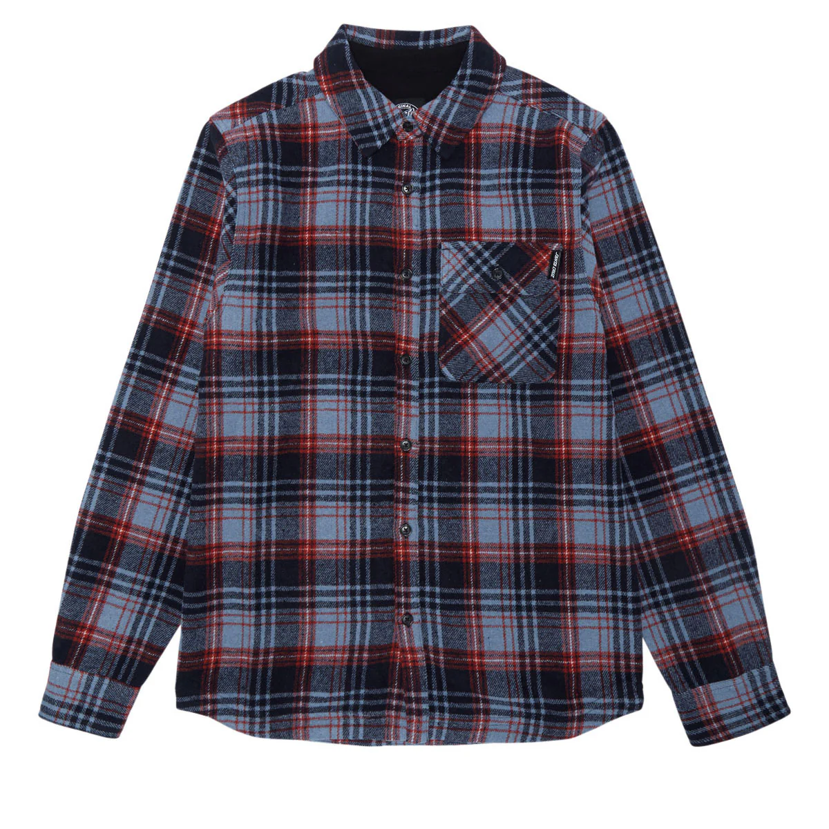 Santa Cruz Classic Long Sleeve Flannel Shirt - Blue Plaid