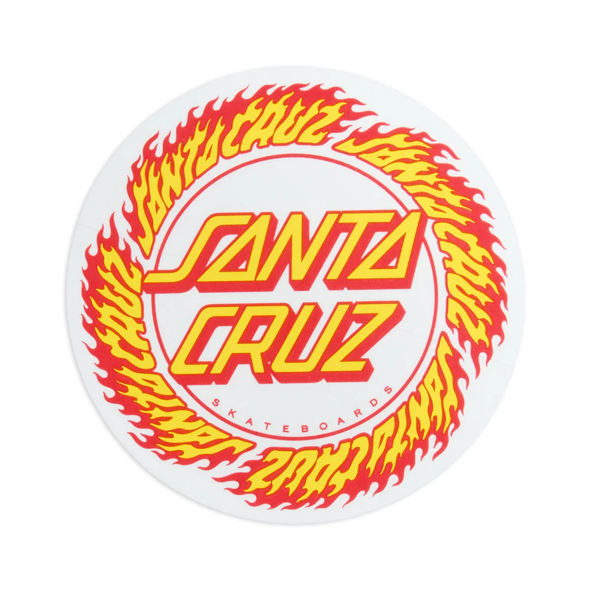 Santa Cruz Flame Ringed Dot Clear 3.5" Sticker - Red/Yellow