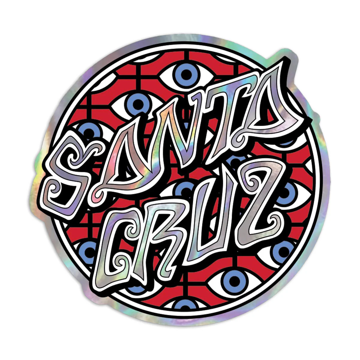 Santa Cruz Salba Eyes Dot Holographic 3.5" Sticker - Red/Blue
