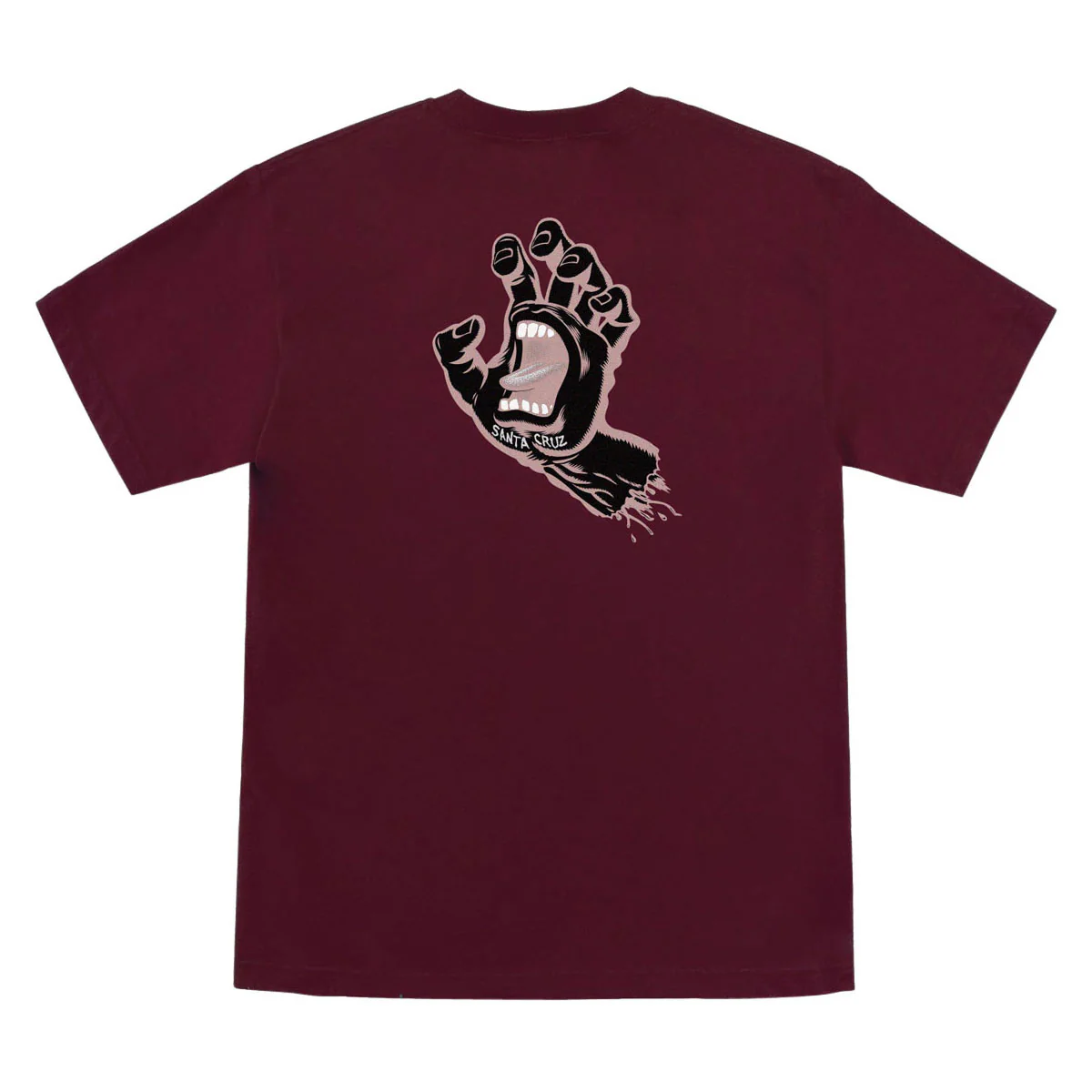 Santa Cruz Screaming Hand T-Shirt - Maroon/Black Rose - Image 2