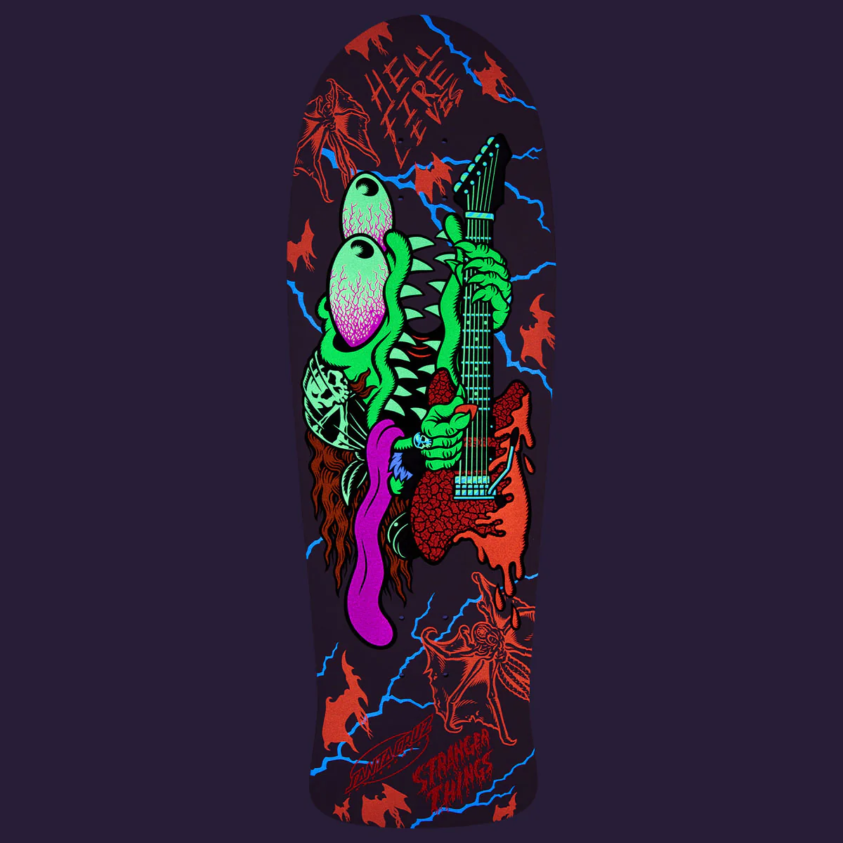 Santa Cruz x Stranger Things Meek Slasher Eddie Reveal Skateboard Deck - Glow In The Dark - 10.10" - Image 4