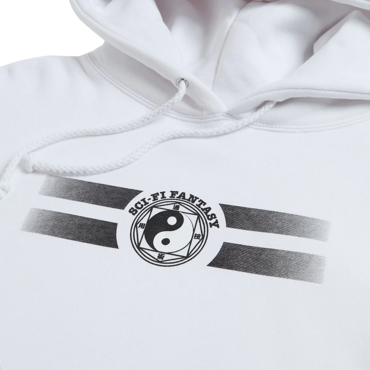Sci-Fi Fantasy Yin Yanged Fleece Hoodie - White - Image 2