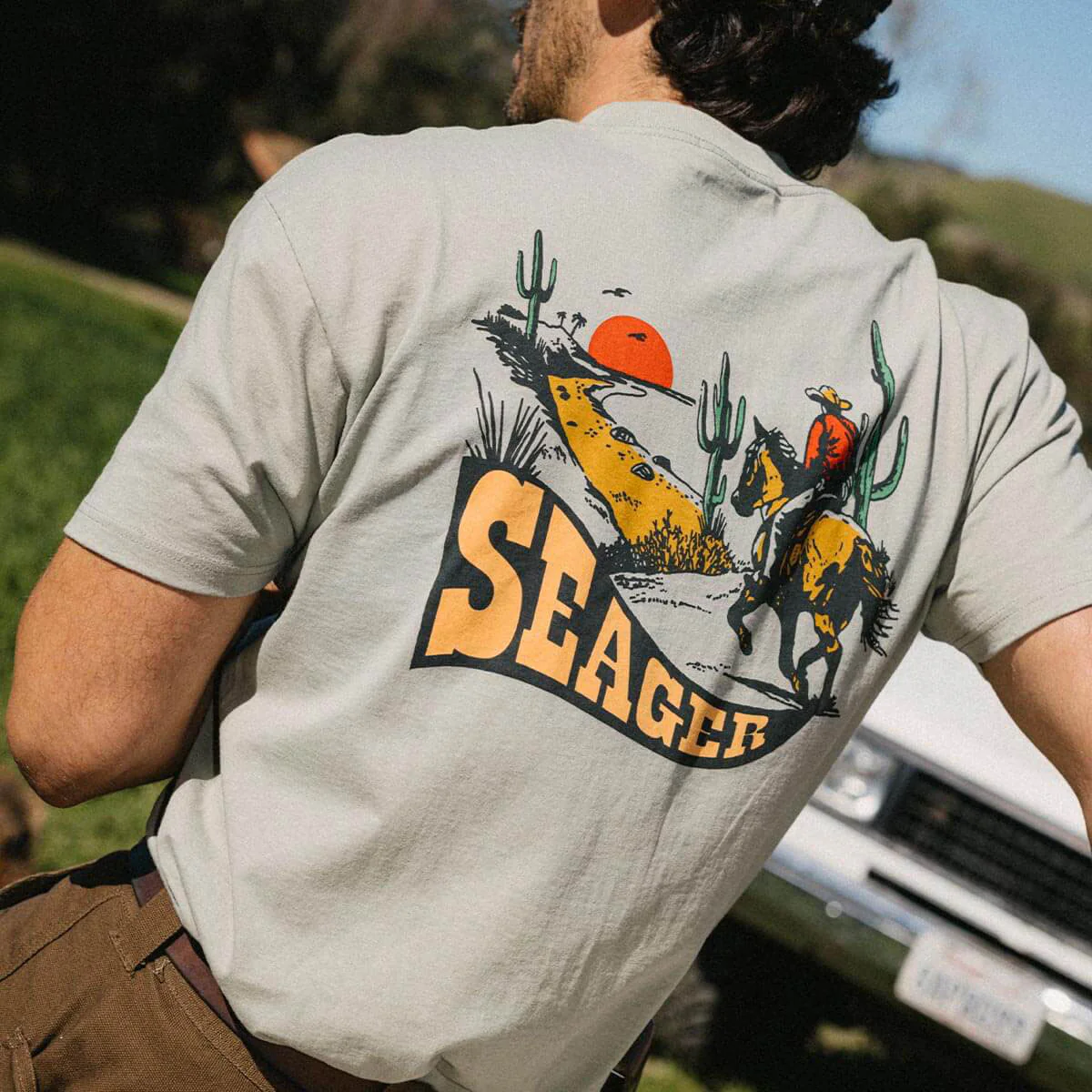 Seager Long Ride T-Shirt - Desert Green - Image 4