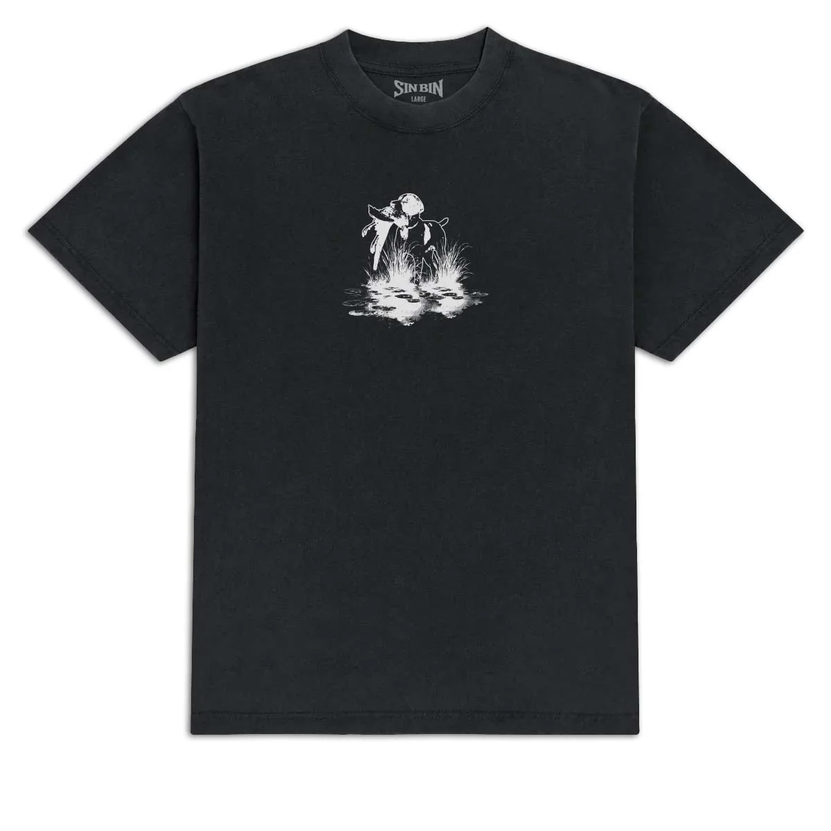 Sin Bin Dog With Bird T-Shirt - Vintage Black